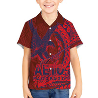 American Samoa Pago Pago Aeto Kid Hawaiian Shirt Wingstyle Red-Blue Color LT03 Kid Red - Polynesian Pride