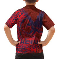American Samoa Pago Pago Aeto Kid Hawaiian Shirt Wingstyle Red-Blue Color LT03 - Polynesian Pride