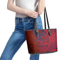 Samoa Pago Pago Aeto Leather Tote Bag Wingstyle Red-Blue Color - Polynesian Pride