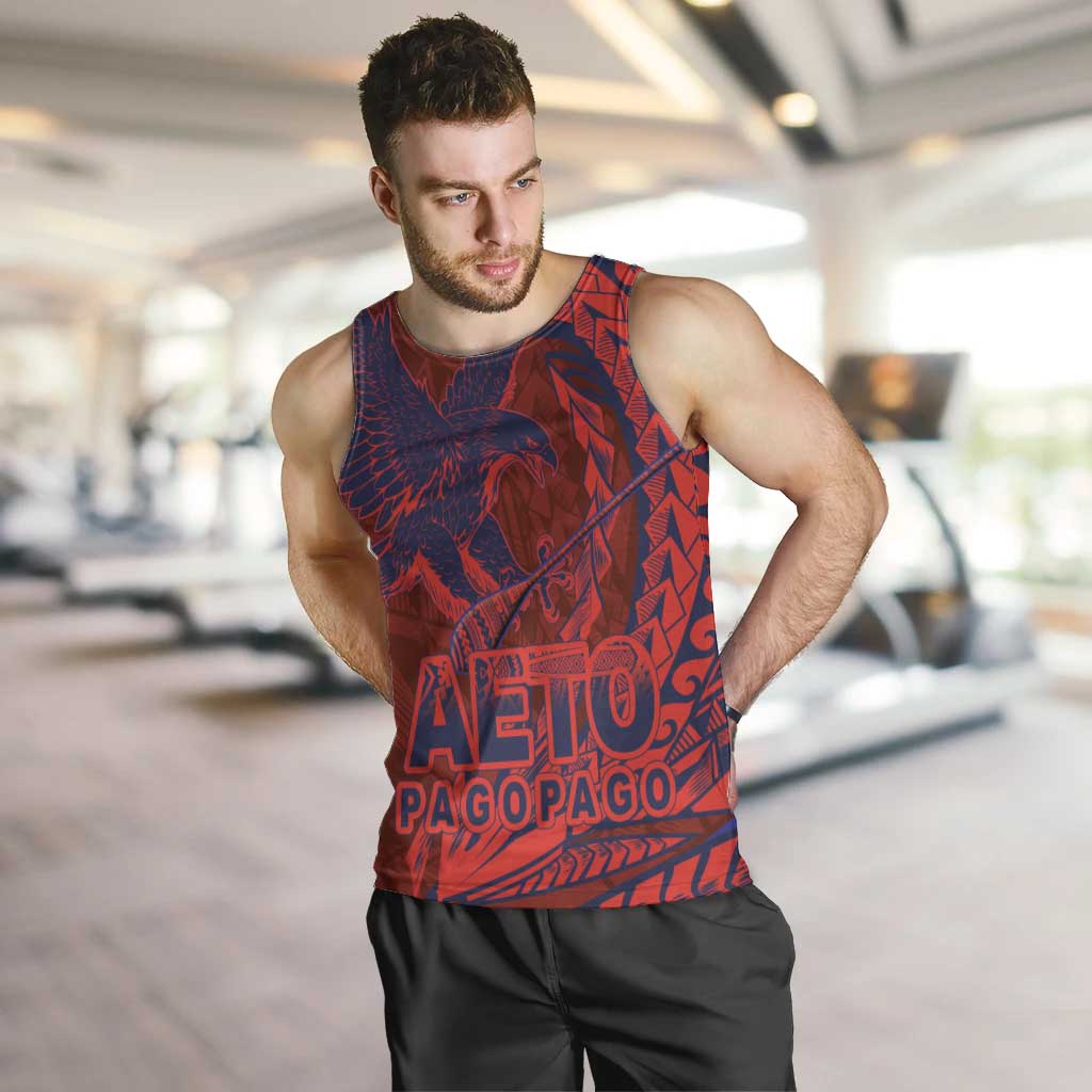 Samoa Pago Pago Aeto Men Tank Top Wingstyle Red-Blue Color - Polynesian Pride