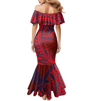 Samoa Pago Pago Aeto Mermaid Dress Wingstyle Red-Blue Color - Polynesian Pride