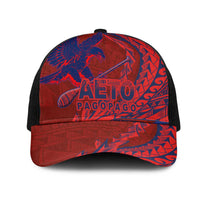 American Samoa Pago Pago Aeto Mesh Trucker Cap Wingstyle Red-Blue Color - Polynesian Pride