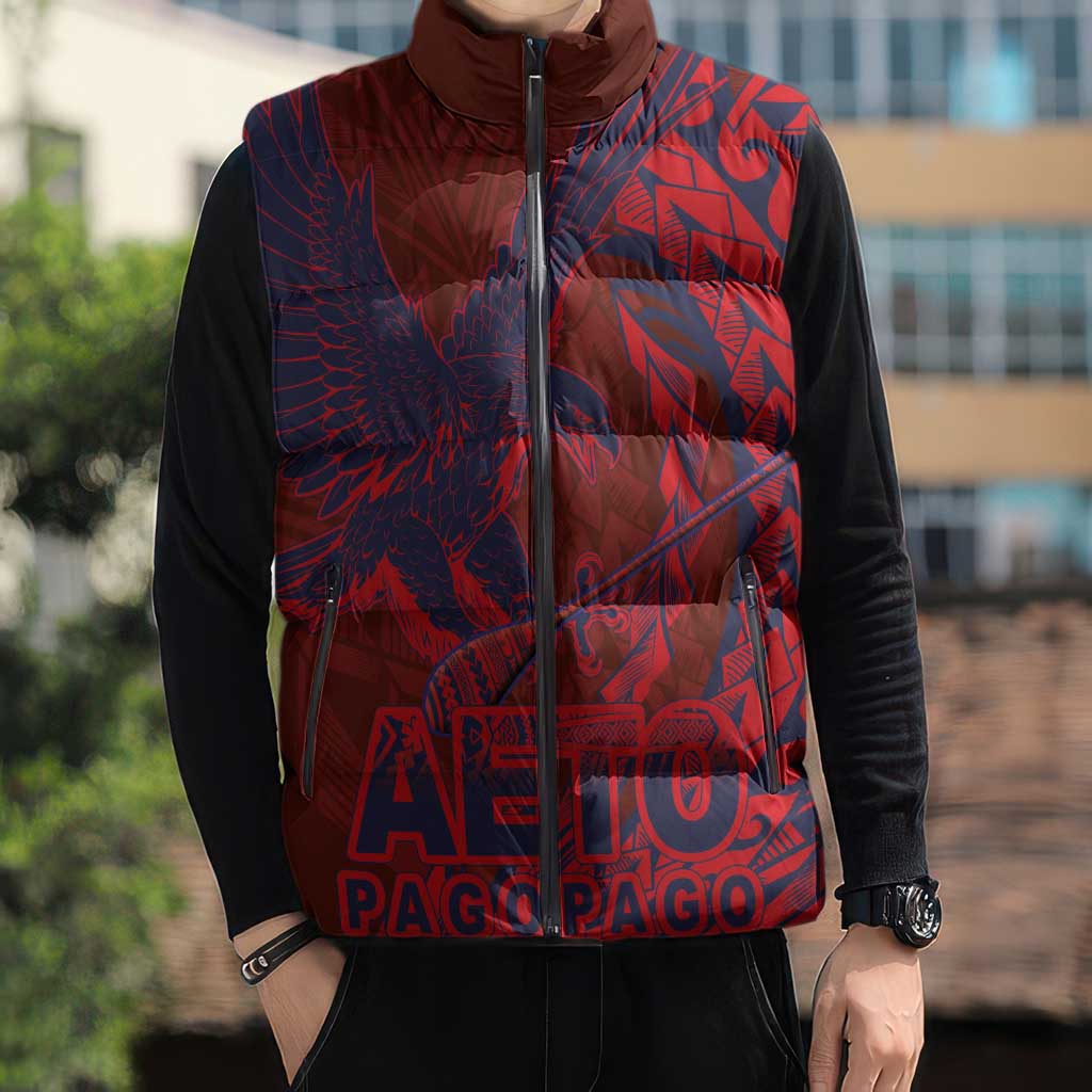 Samoa Pago Pago Aeto Sleeveless Puffer Jacket Wingstyle Red-Blue Color - Polynesian Pride