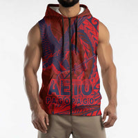 American Samoa Pago Pago Aeto Sleeveless Zip Hoodie Wingstyle Red-Blue Color LT03