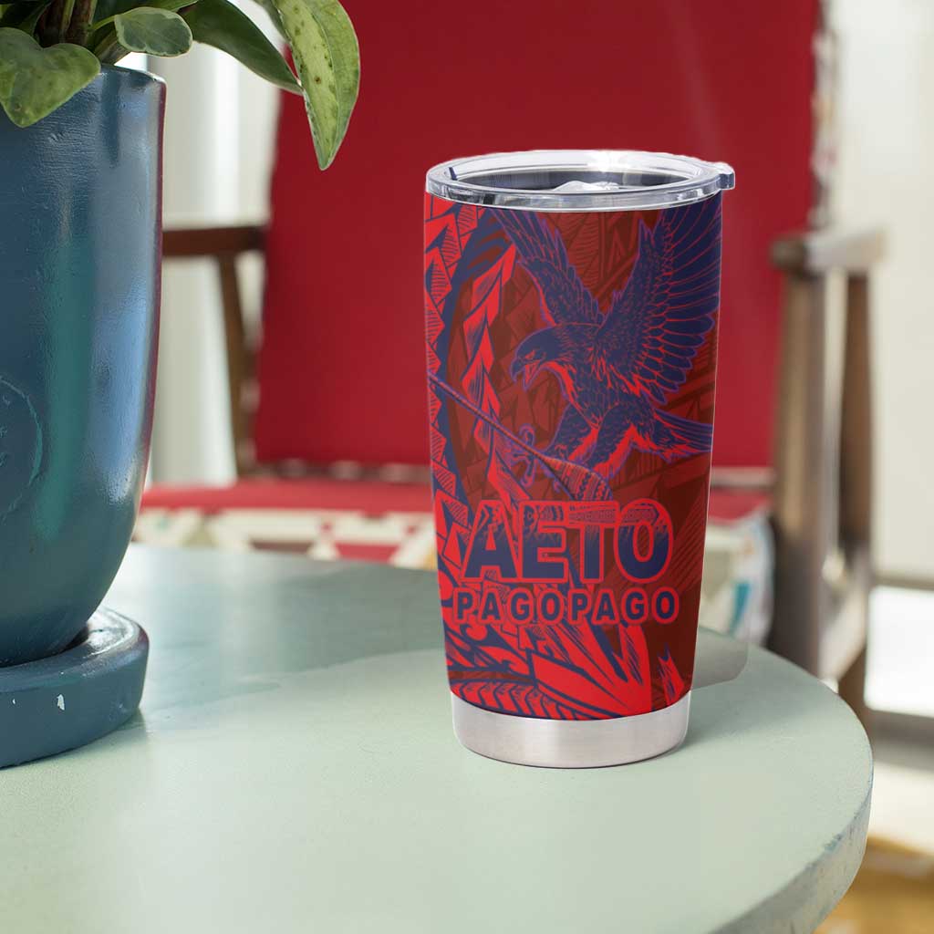 Samoa Pago Pago Aeto Tumbler Cup Wingstyle Red-Blue Color - Polynesian Pride