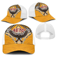 American Samoa Pago Pago Aeto Baseball Net Cap Bald Eagle with Polynesian Art Tattoos - Polynesian Pride