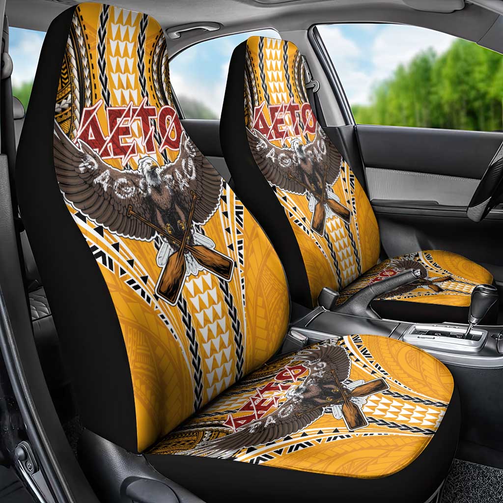 American Samoa Pago Pago Aeto Car Seat Cover Bald Eagle with Polynesian Art Tattoos LT03 - Polynesian Pride