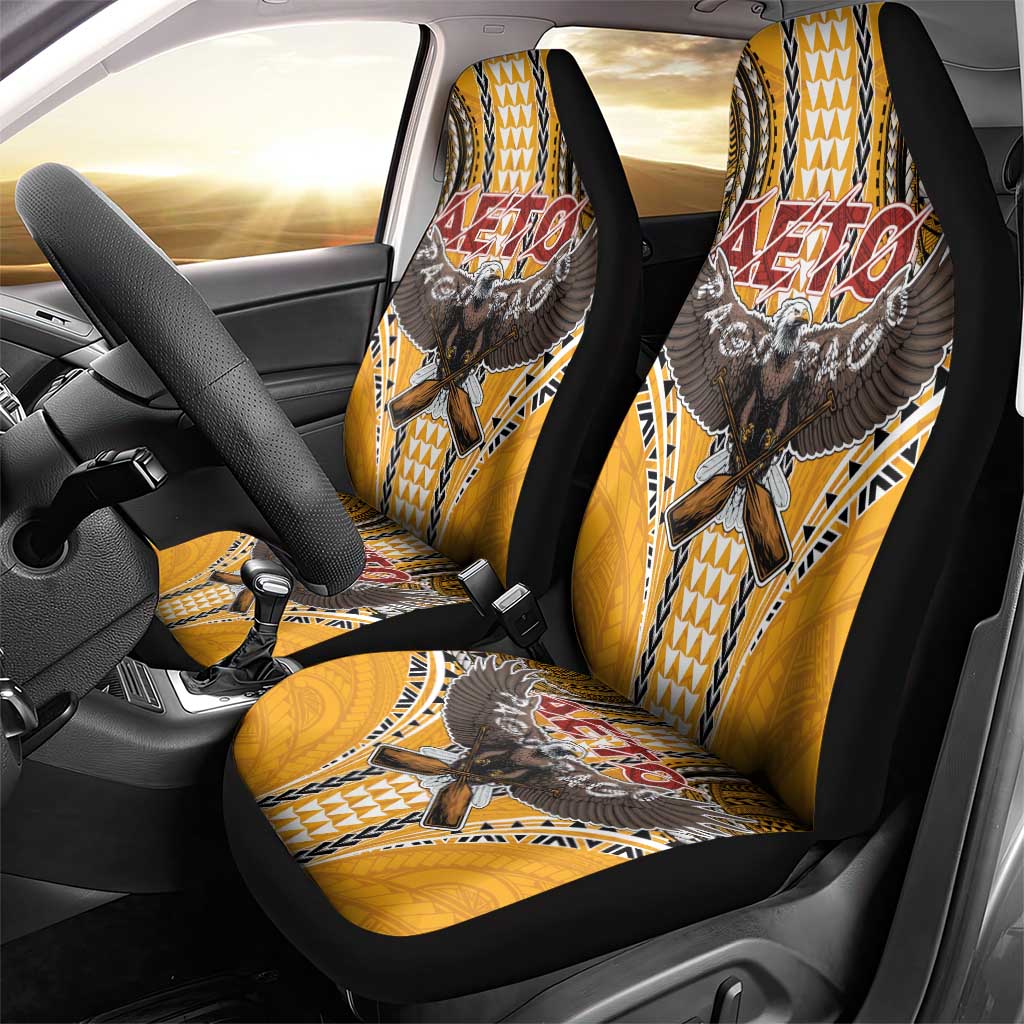 American Samoa Pago Pago Aeto Car Seat Cover Bald Eagle with Polynesian Art Tattoos LT03 - Polynesian Pride