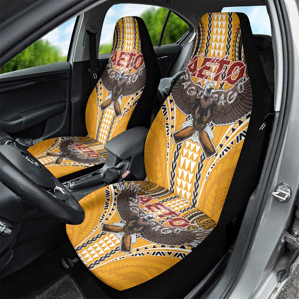 American Samoa Pago Pago Aeto Car Seat Cover Bald Eagle with Polynesian Art Tattoos LT03 - Polynesian Pride