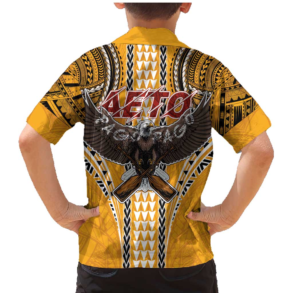 American Samoa Pago Pago Aeto Family Matching Mermaid Dress and Hawaiian Shirt Bald Eagle with Polynesian Art Tattoos LT03 - Polynesian Pride
