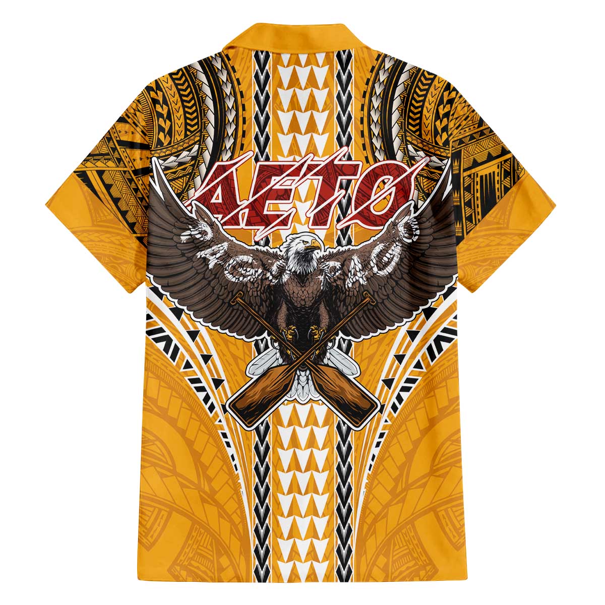 American Samoa Pago Pago Aeto Family Matching Off The Shoulder Long Sleeve Dress and Hawaiian Shirt Bald Eagle with Polynesian Art Tattoos LT03 - Polynesian Pride