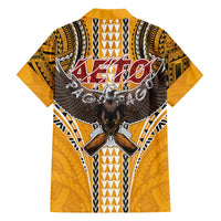 American Samoa Pago Pago Aeto Family Matching Off The Shoulder Long Sleeve Dress and Hawaiian Shirt Bald Eagle with Polynesian Art Tattoos LT03 - Polynesian Pride