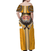 American Samoa Pago Pago Aeto Family Matching Off Shoulder Maxi Dress and Hawaiian Shirt Bald Eagle with Polynesian Art Tattoos LT03 - Polynesian Pride