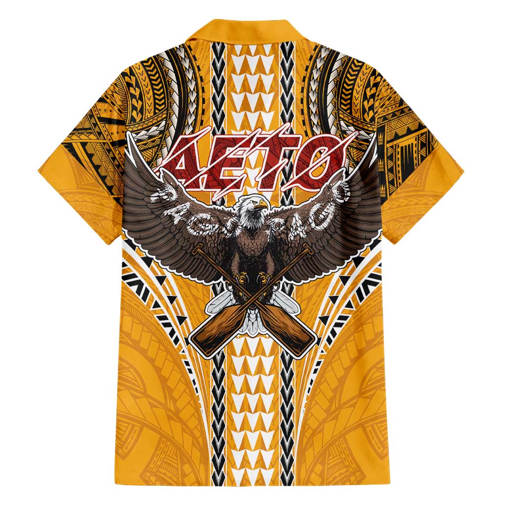 American Samoa Pago Pago Aeto Family Matching Short Sleeve Bodycon Dress and Hawaiian Shirt Bald Eagle with Polynesian Art Tattoos LT03 - Polynesian Pride