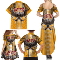 American Samoa Pago Pago Aeto Family Matching Summer Maxi Dress and Hawaiian Shirt Bald Eagle with Polynesian Art Tattoos LT03 - Polynesian Pride