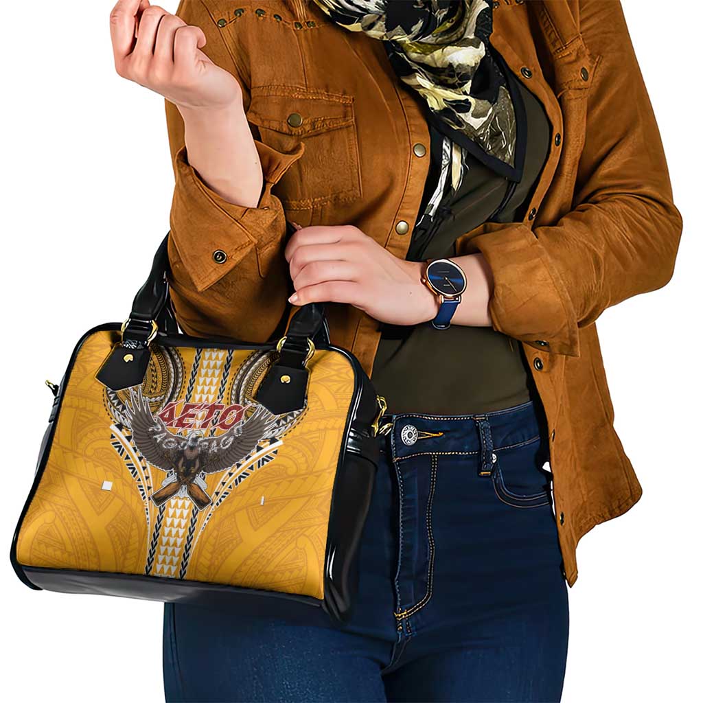 Samoa Pago Pago Aeto Shoulder Handbag Bald Eagle with Polynesian Art Tattoos - Polynesian Pride