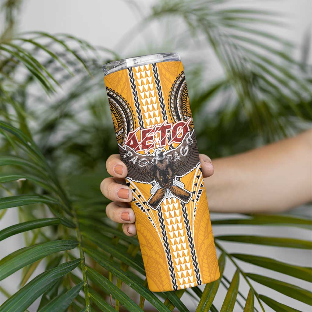 Samoa Pago Pago Aeto Skinny Tumbler Bald Eagle with Polynesian Art Tattoos - Polynesian Pride