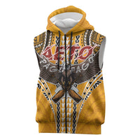 American Samoa Pago Pago Aeto Sleeveless Zip Hoodie Bald Eagle with Polynesian Art Tattoos LT03