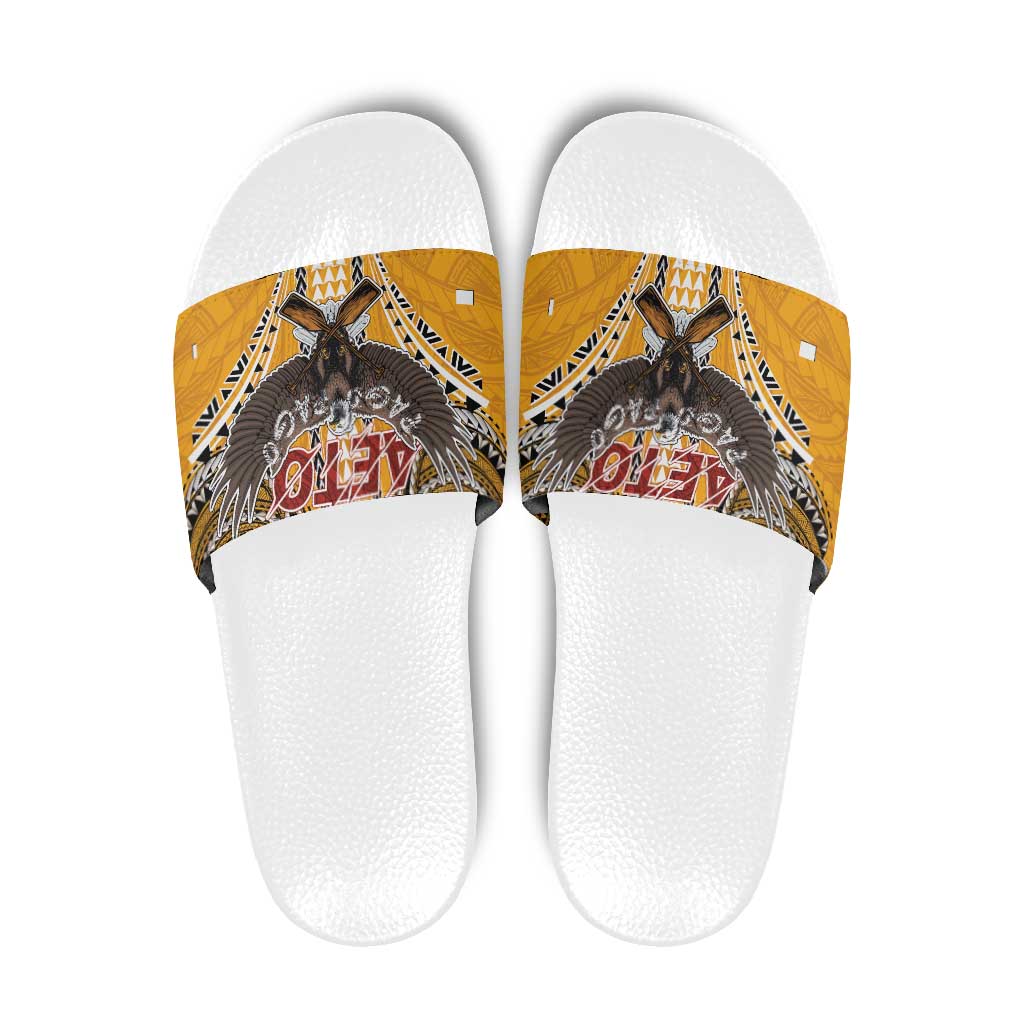 Samoa Pago Pago Aeto Slide Sandals Bald Eagle with Polynesian Art Tattoos - Polynesian Pride