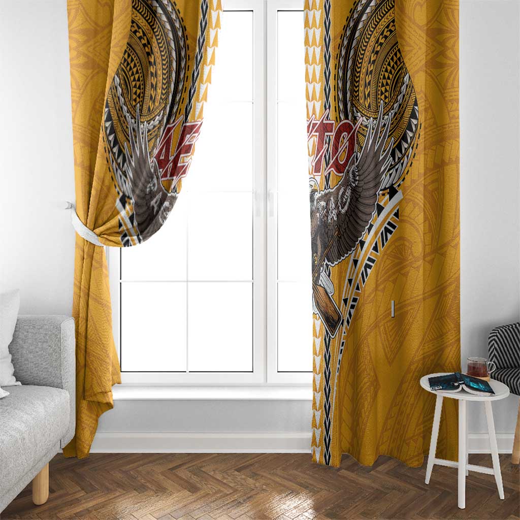Samoa Pago Pago Aeto Window Curtain Bald Eagle with Polynesian Art Tattoos - Polynesian Pride