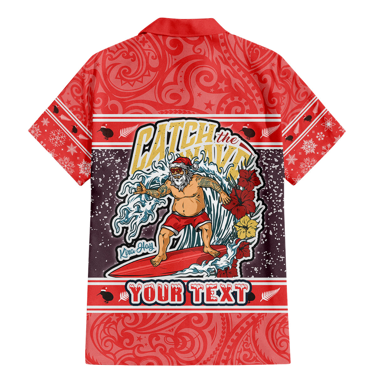 Custom New Zealand Christmas Family Matching Mermaid Dress and Hawaiian Shirt Santa Catch The Wave Maori Pattern Retro Style LT03 - Polynesian Pride