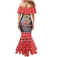 Custom New Zealand Christmas Family Matching Mermaid Dress and Hawaiian Shirt Santa Catch The Wave Maori Pattern Retro Style LT03 - Polynesian Pride
