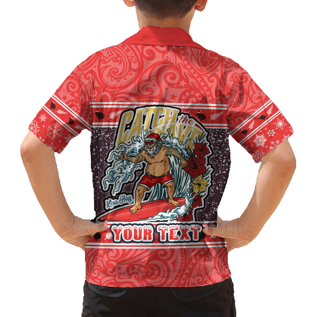 Custom New Zealand Christmas Family Matching Summer Maxi Dress and Hawaiian Shirt Santa Catch The Wave Maori Pattern Retro Style LT03 - Polynesian Pride