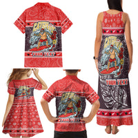 Custom New Zealand Christmas Family Matching Tank Maxi Dress and Hawaiian Shirt Santa Catch The Wave Maori Pattern Retro Style LT03 - Polynesian Pride