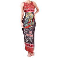 Custom New Zealand Christmas Family Matching Tank Maxi Dress and Hawaiian Shirt Santa Catch The Wave Maori Pattern Retro Style LT03 Mom's Dress Red - Polynesian Pride