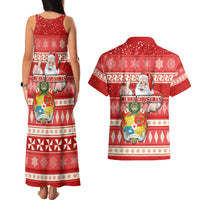 Tonga Christmas Couples Matching Tank Maxi Dress and Hawaiian Shirt The Santa Coat of Arms with Ngatu and Snow Pattern LT03 - Polynesian Pride