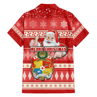 Tonga Christmas Family Matching Off Shoulder Short Dress and Hawaiian Shirt The Santa Coat of Arms with Ngatu and Snow Pattern LT03 - Polynesian Pride