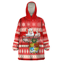 Tonga Christmas Wearable Blanket Hoodie The Santa Coat of Arms with Ngatu and Snow Pattern LT03 One Size Red - Polynesian Pride