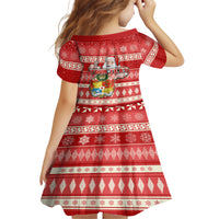 Custom Tonga Christmas Family Matching Off Shoulder Short Dress and Hawaiian Shirt The Santa Coat of Arms with Ngatu and Snow Pattern LT03 - Polynesian Pride
