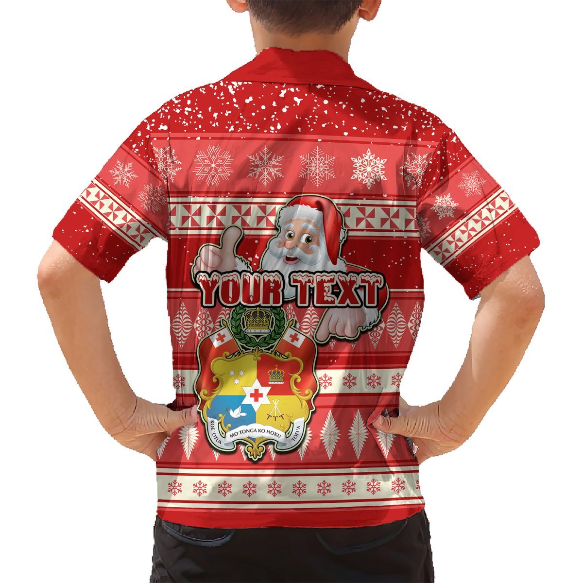 Custom Tonga Christmas Hawaiian Shirt The Santa Coat of Arms with Ngatu and Snow Pattern LT03 - Polynesian Pride