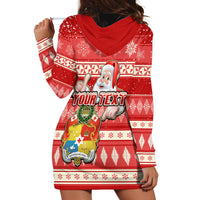 Custom Tonga Christmas Hoodie Dress The Santa Coat of Arms with Ngatu and Snow Pattern LT03 - Polynesian Pride