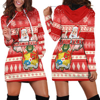 Custom Tonga Christmas Hoodie Dress The Santa Coat of Arms with Ngatu and Snow Pattern LT03 - Polynesian Pride