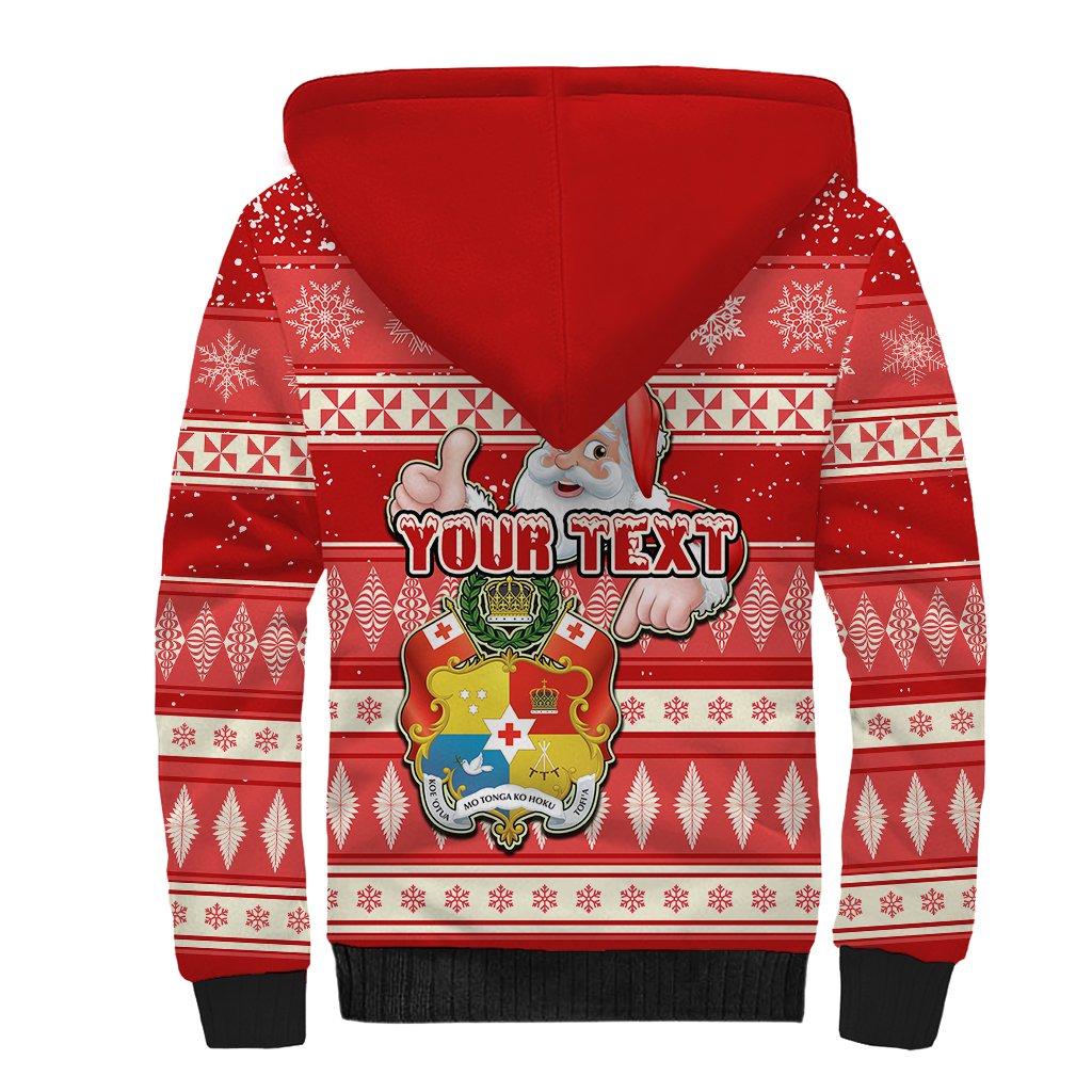 Custom Tonga Christmas Sherpa Hoodie The Santa Coat of Arms with Ngatu and Snow Pattern LT03 - Polynesian Pride
