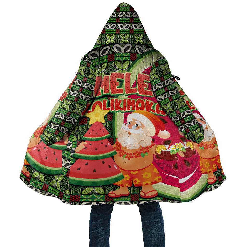 Hawaii Watermelon Mele Kalikimaka Cloak Tribal Pacific Pattern with Tropical Funny Santa Claus