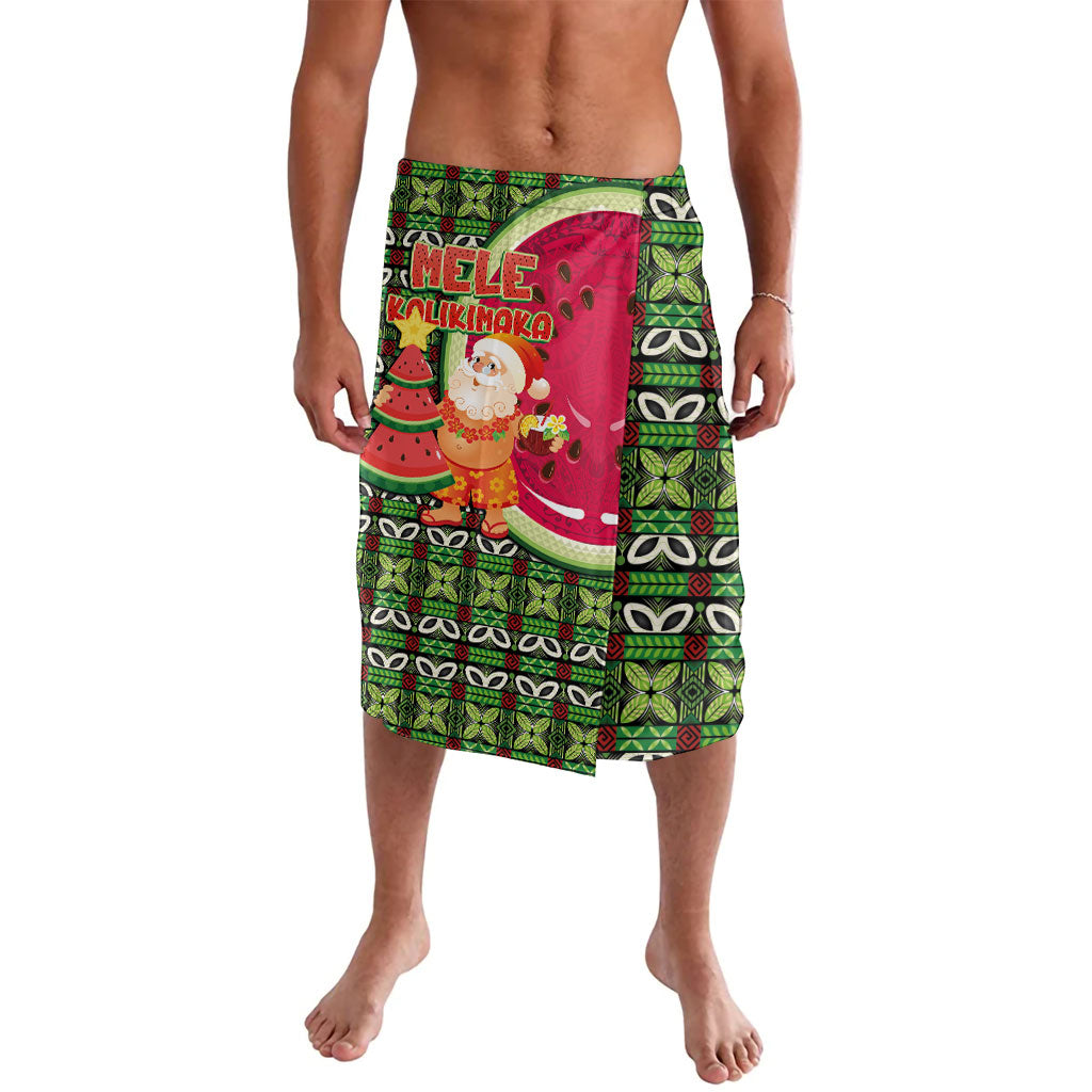 Hawaii Watermelon Mele Kalikimaka Lavalava Tribal Pacific Pattern with Tropical Funny Santa Claus
