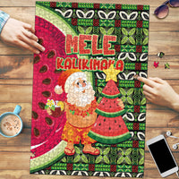 Hawaii Watermelon Mele Kalikimaka Puzzle Tribal Pacific Pattern with Tropical Funny Santa Claus LT03 Multicolor - Polynesian Pride