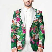 Hawaii Mele Kalikimaka Blazer Tropical Plants with Santa Claus LT03 - Polynesian Pride