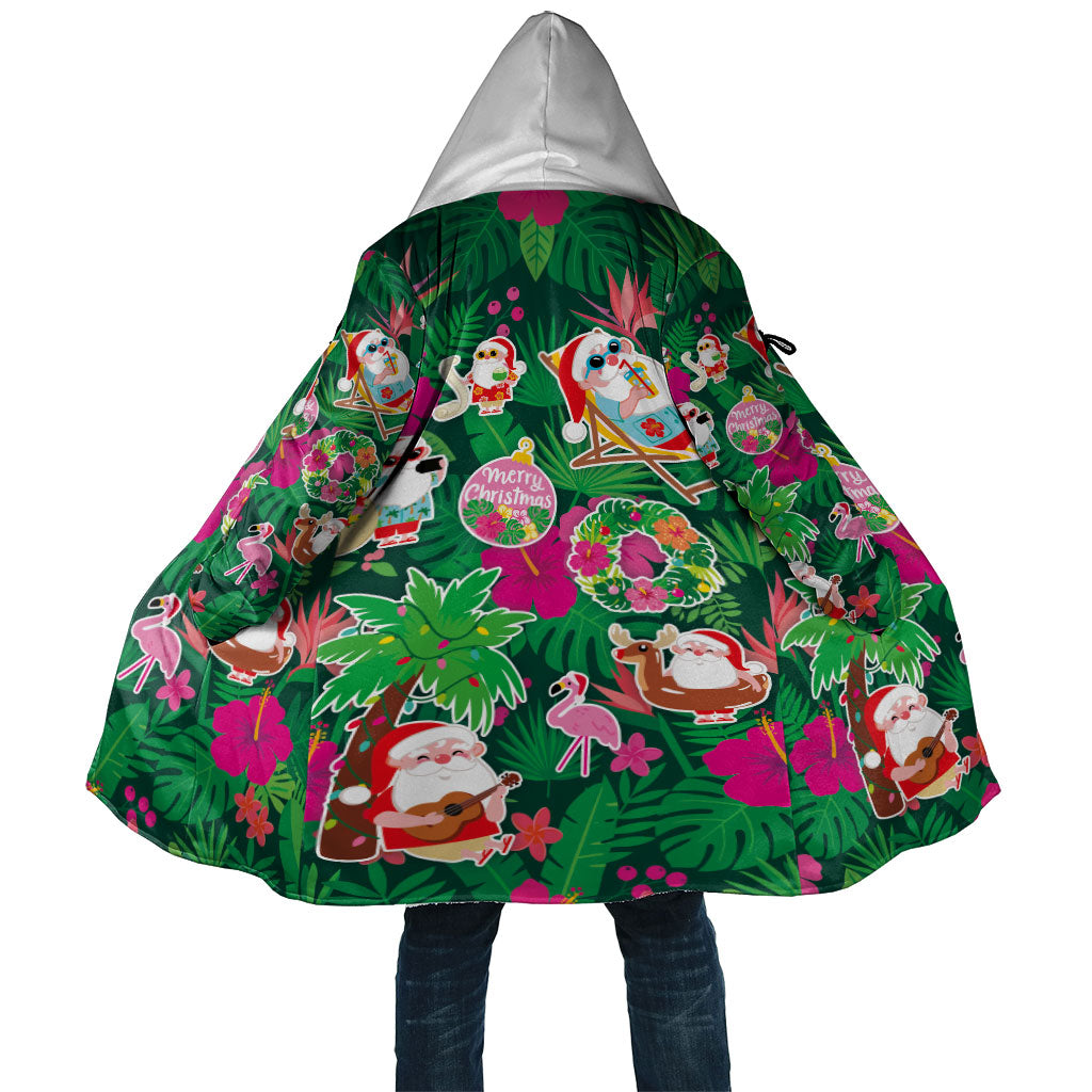Hawaii Mele Kalikimaka Cloak Tropical Plants with Santa Claus