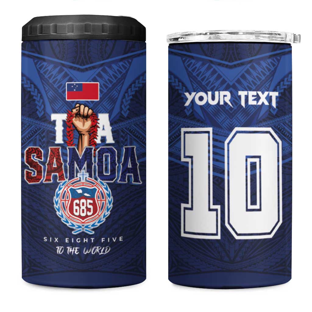 Custom Rugby Toa Samoa 4 in 1 Can Cooler Tumbler Champions Six Eight Five LT03 One Size: 16 oz Blue - Polynesian Pride