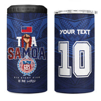 Custom Rugby Toa Samoa 4 in 1 Can Cooler Tumbler Champions Six Eight Five LT03 One Size: 16 oz Blue - Polynesian Pride