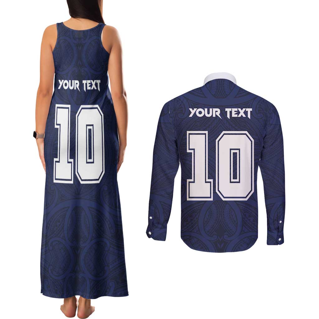 Custom Rugby Toa Samoa Couples Matching Tank Maxi Dress and Long Sleeve Button Shirt Champions Six Eight Five - Polynesian Pride