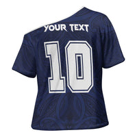 Custom Rugby Toa Samoa Cross Shoulder Shirt Champions Six Eight Five - Polynesian Pride