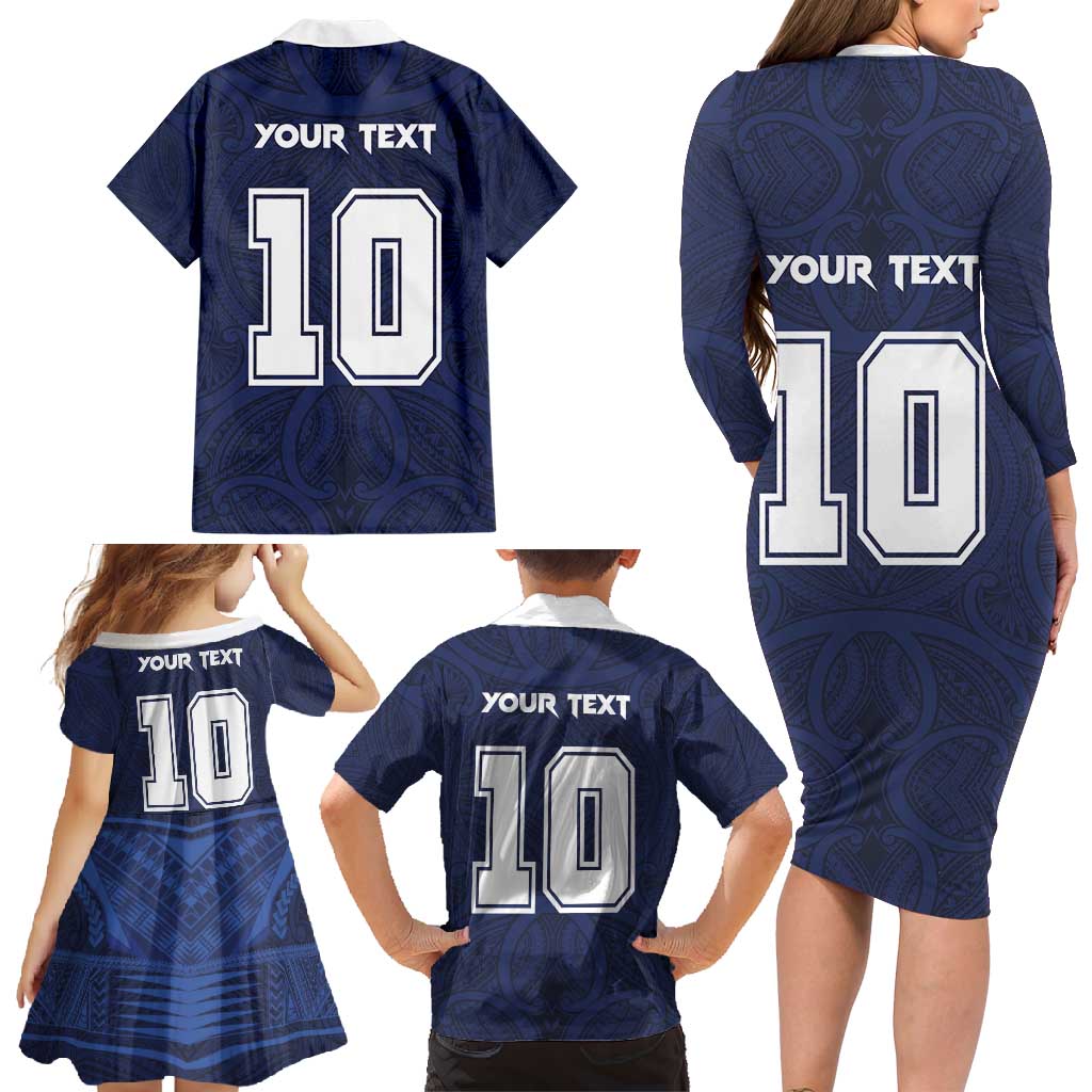 Custom Rugby Toa Samoa Family Matching Long Sleeve Bodycon Dress and Hawaiian Shirt Champions Six Eight Five LT03 - Polynesian Pride