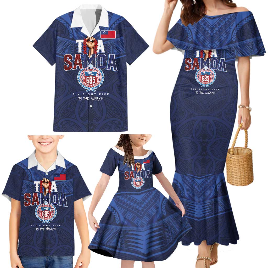 Custom Rugby Toa Samoa Family Matching Mermaid Dress and Hawaiian Shirt Champions Six Eight Five LT03 - Polynesian Pride