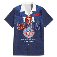 Custom Rugby Toa Samoa Family Matching Mermaid Dress and Hawaiian Shirt Champions Six Eight Five LT03 Dad's Shirt - Short Sleeve Blue - Polynesian Pride