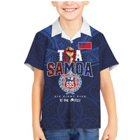 Custom Rugby Toa Samoa Family Matching Mermaid Dress and Hawaiian Shirt Champions Six Eight Five LT03 Son's Shirt Blue - Polynesian Pride